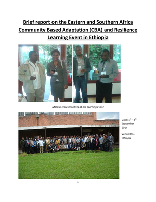 Report on the Eastern and Southern Africa Community Based Adaptation (CBA) and Resilience Learning Event in Ethiopia
