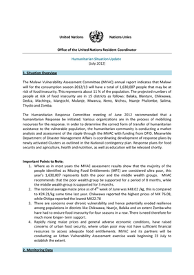 UN Humanitarian Situation Update - July 2012