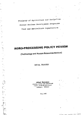 Agro-Processing Policy Review 2002